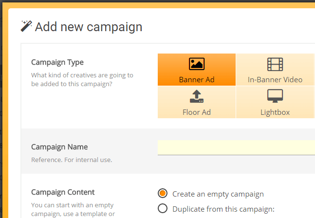 Modern ad server user interface