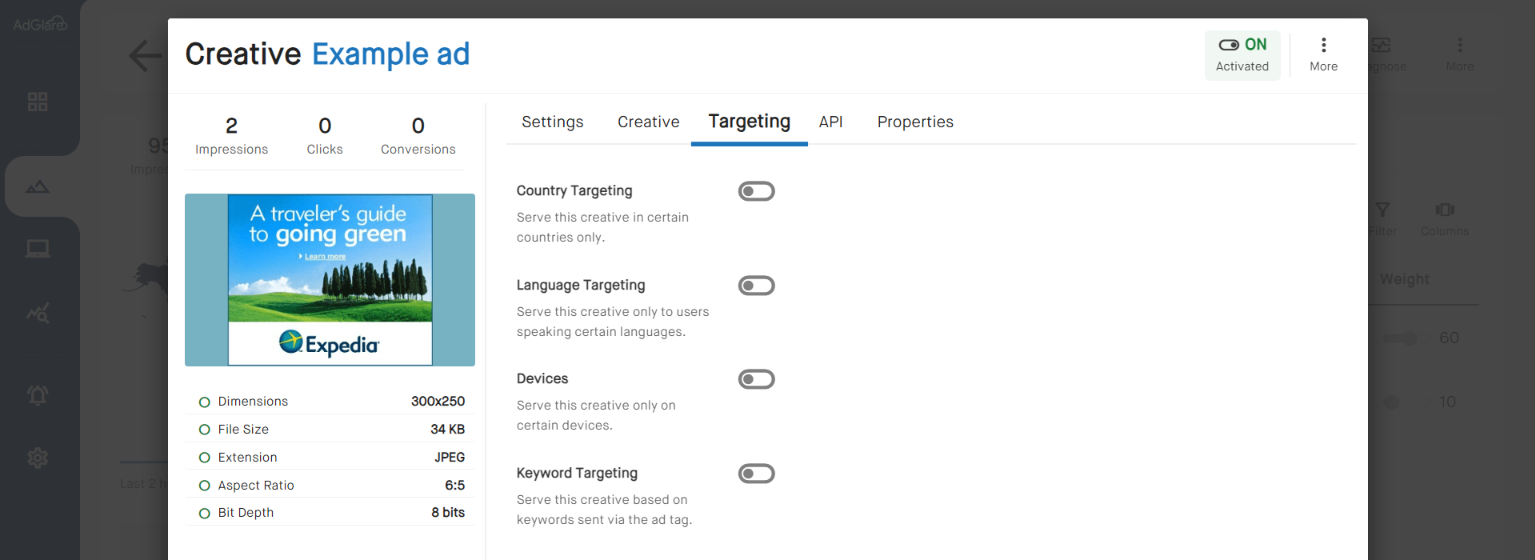 Creatives Targeting AdGlare AdServer