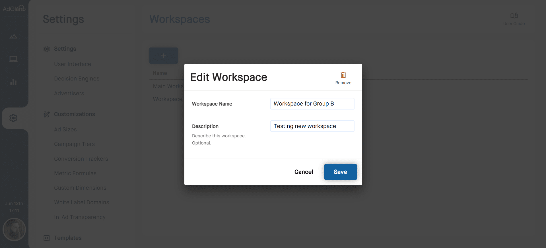 Workspaces Ss1 AdGlare AdServer